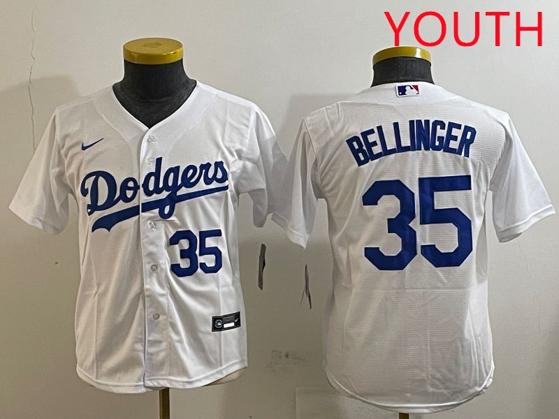 Youth Los Angeles Dodgers #35 Bellinger White Game 2025 Nike MLB Jersey style 11->youth mlb jersey->Youth Jersey